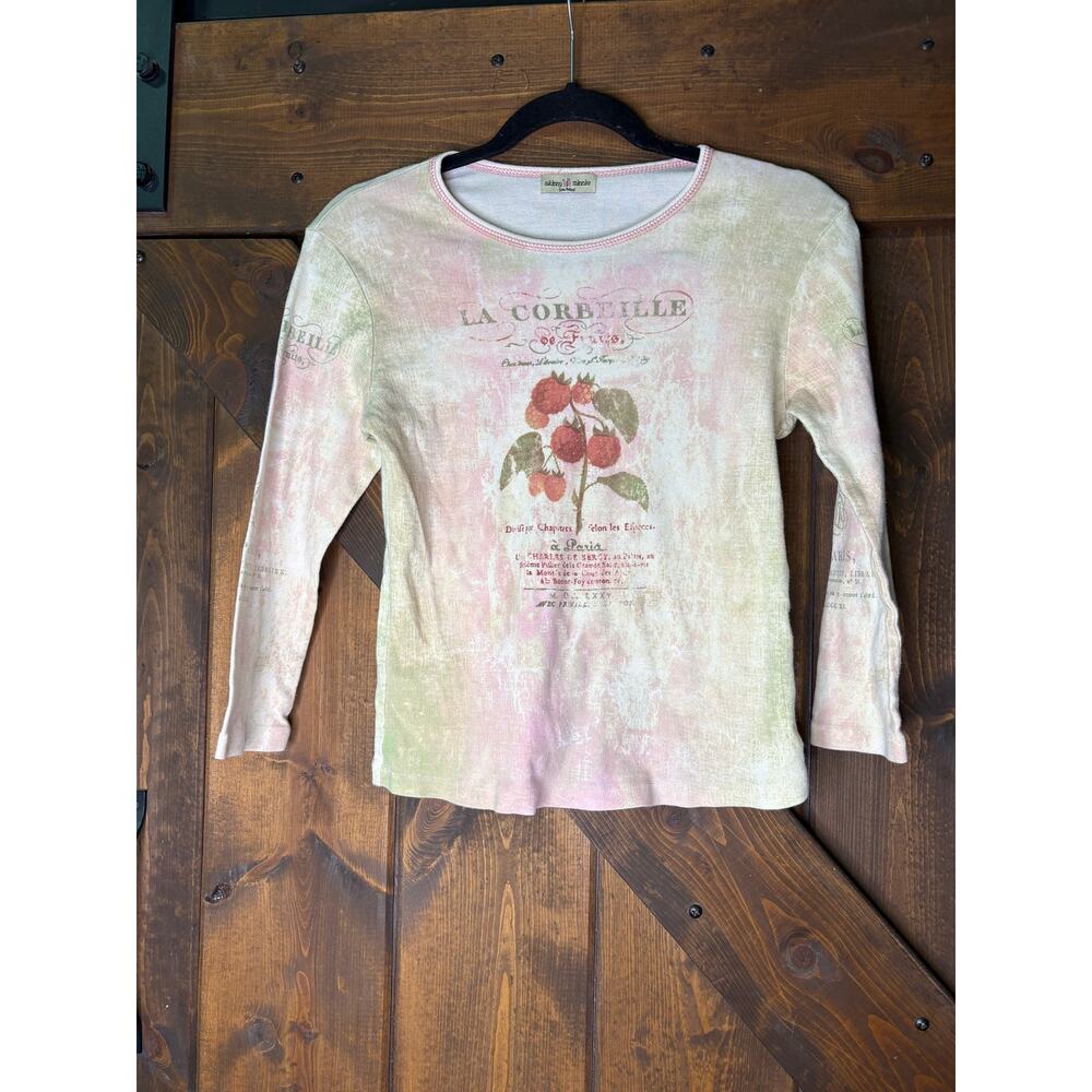 vintage Y2K Skinny Minnie women’s sm/med Paris graphic 3/4 sleeve top